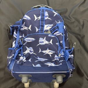 Pottery Barn Kids Navy Shark Rolling Backpack